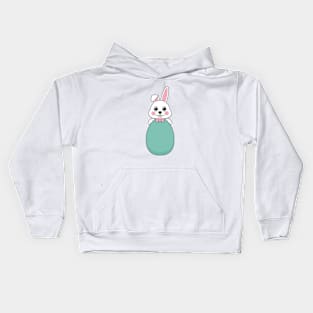 Cute White Bunny Holding Easter Egg Kids Hoodie